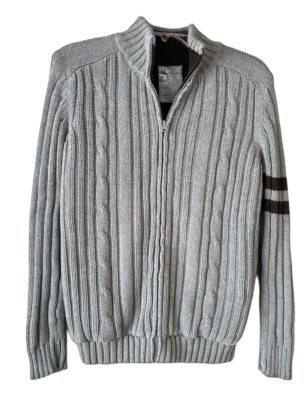 Calvin Klein Fleece Lined Sweater/Jacket, Sz. L, Gray, Very Warm, Full Zip